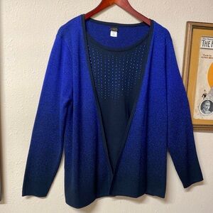 SALON STUDIO Stunning 2 Piece CONNECTED Cardigan W/Embellishments NWOT!
